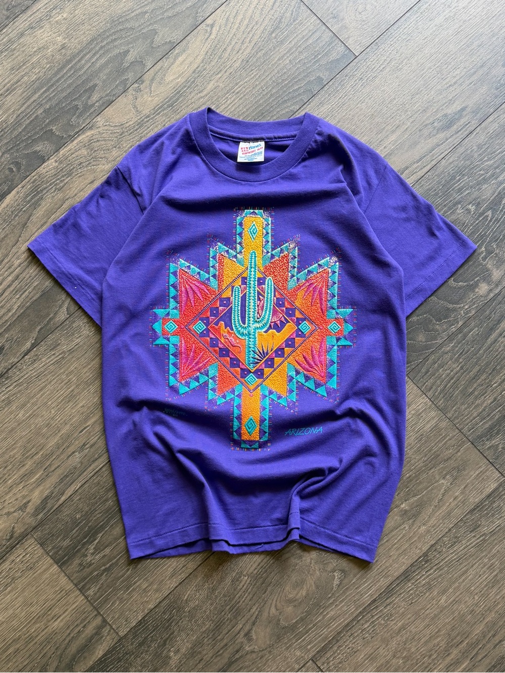 Arizona Cactus Aztec Graphic T Shirt Men’s Medium Single Stitch Hanes USA Made 9
